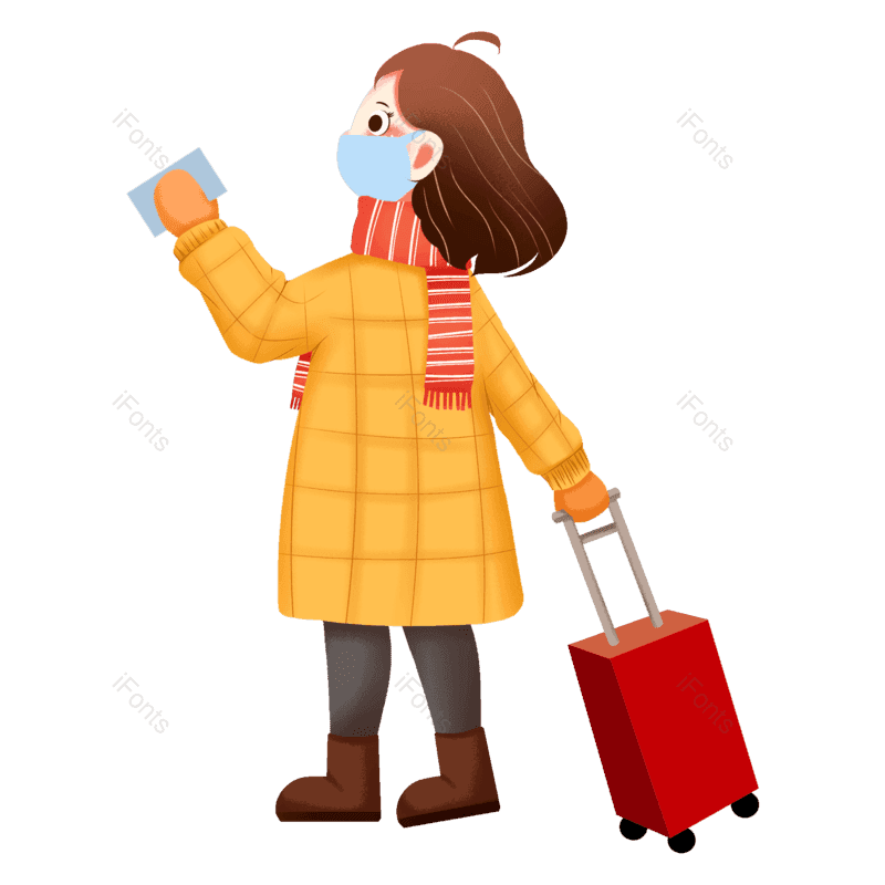 插画图片,人物元素,回家PNG,出行免抠素材